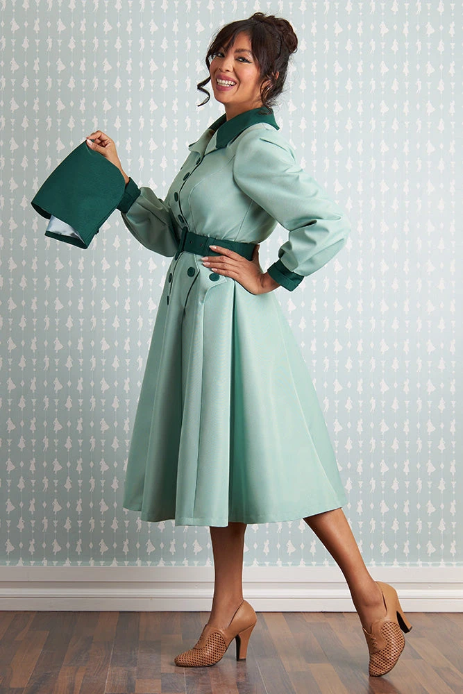 Aude Minty Water Resistant Trench Coat by Miss Candyfloss Aude Minty Water Resistant Trench Coat By Miss Candyfloss -MODERN MILLIE Shop 1511li mint studio 3