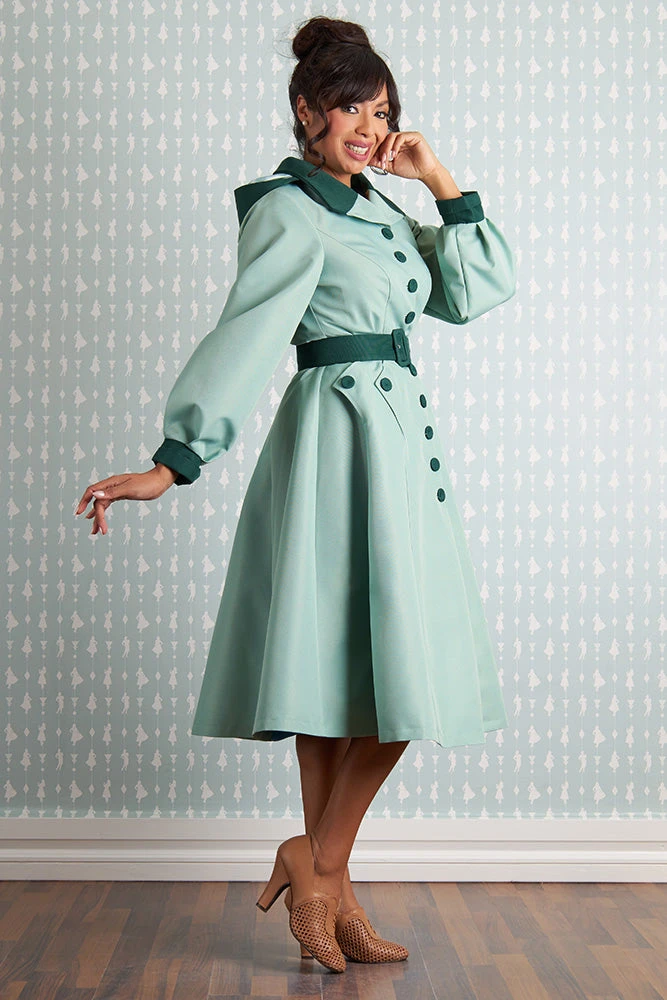 Aude Minty Water Resistant Trench Coat by Miss Candyfloss Aude Minty Water Resistant Trench Coat By Miss Candyfloss -MODERN MILLIE Shop 1511li mint studio 4