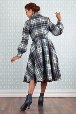 Fabia Lapise Tartan Coat By Miss Candyfloss -MODERN MILLIE Shop 1511tar blue wine studio 3 Copy