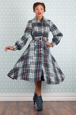 Fabia Lapise Tartan Coat By Miss Candyfloss -MODERN MILLIE Shop 1511tar blue wine studio 4 Copy