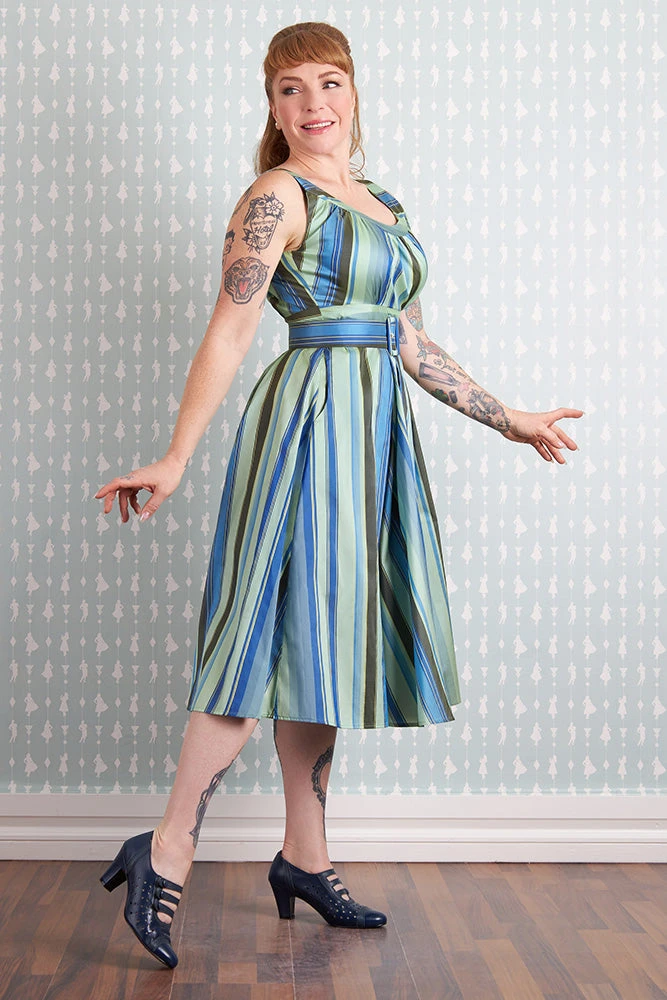 Lacey Azure Striped Dress by Miss Candyfloss Lacey Azure Striped Dress By Miss Candyfloss -MODERN MILLIE Shop 1542str gr studio 2