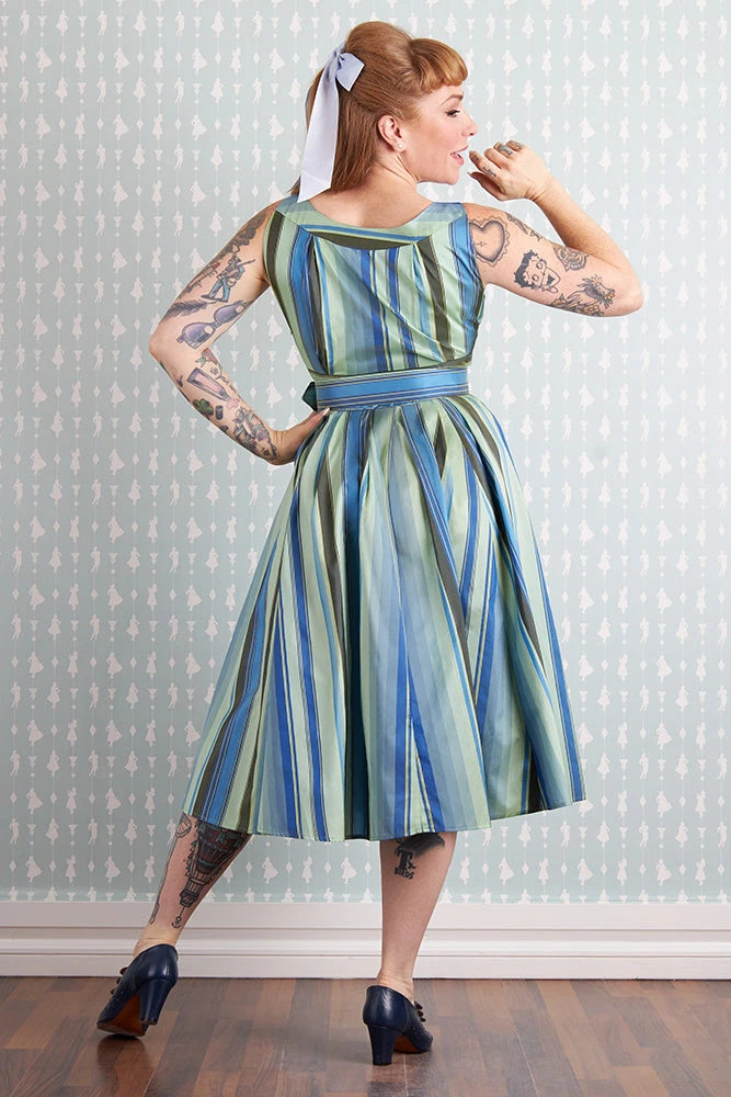 Lacey Azure Striped Dress by Miss Candyfloss Lacey Azure Striped Dress By Miss Candyfloss -MODERN MILLIE Shop 1542str gr studio 3