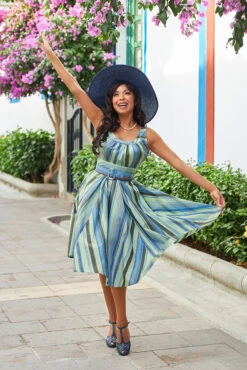 Lacey Azure Striped Dress By Miss Candyfloss 6 Lacey Azure Striped Dress By Miss Candyfloss -MODERN MILLIE Shop 1542str gr web 1