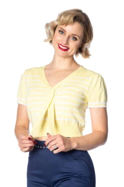 Yellow Short Short Sleeve Sailor Sweater By Banned -MODERN MILLIE Shop 1549309504TP1005YELLOW 3