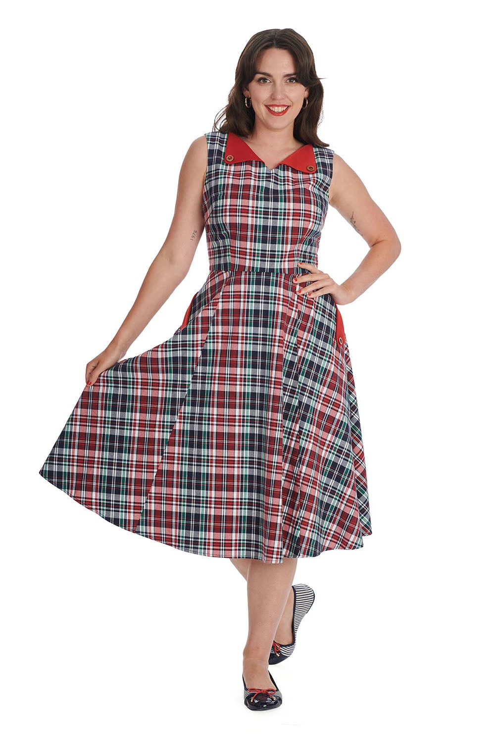 Boat Day Dress in Navy Plaid by Banned Boat Day Dress In Navy Plaid By Banned -MODERN MILLIE Shop 1659339113DR16802RED13513