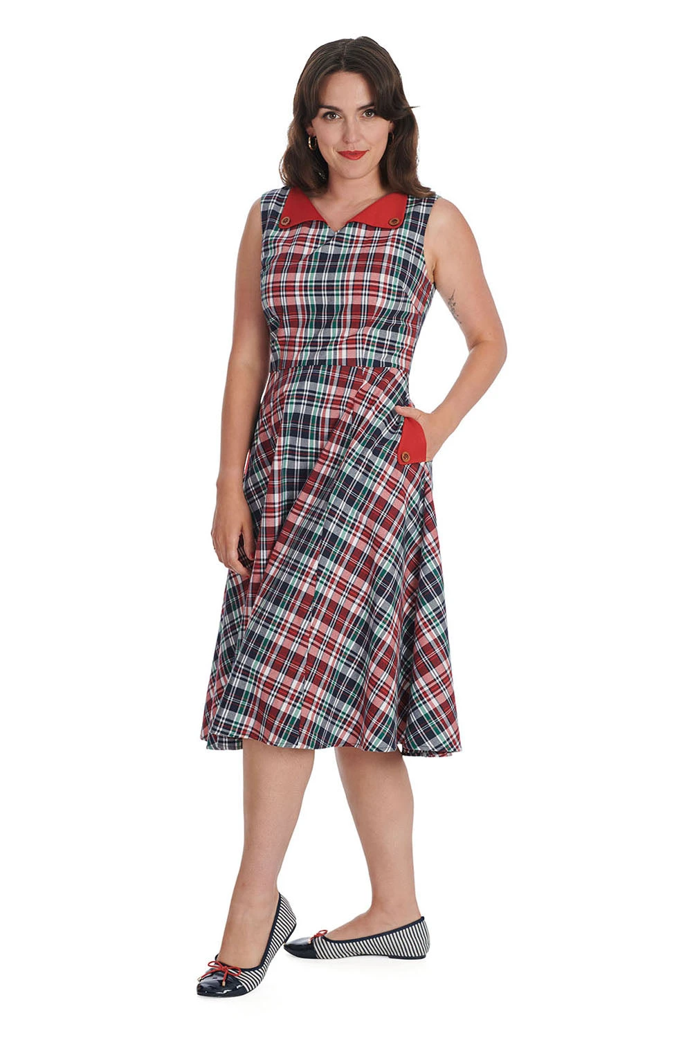 Boat Day Dress in Navy Plaid by Banned Boat Day Dress In Navy Plaid By Banned -MODERN MILLIE Shop 1659339113DR16802RED13514