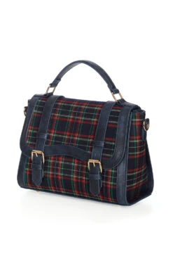 Navy Plaid Satchel Handbag By Banned -MODERN MILLIE Shop 1705922837BG34486NAVY2