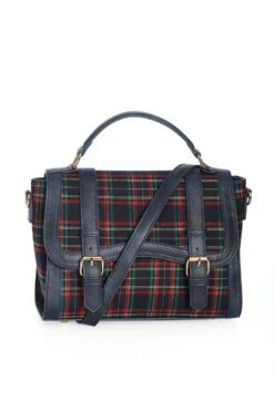 Navy Plaid Satchel Handbag By Banned -MODERN MILLIE Shop 1705922837BG34486NAVY4