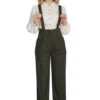 Jenny Check High Waisted Suspender Pants By Banned -MODERN MILLIE Shop 1705948843TR31254Green3113