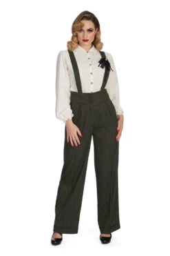 Jenny Check High Waisted Suspender Pants By Banned -MODERN MILLIE Shop 1705948843TR31254Green3114