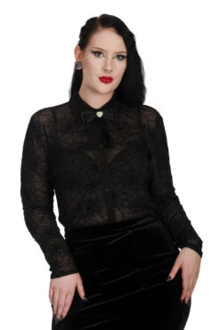 Tangled In Paradise Spiderweb Blouse By Banned -MODERN MILLIE Shop 1705950172BL14215 BLK 1