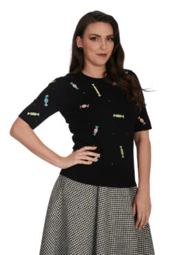 Candy Short Sleeve Sweater By Banned -MODERN MILLIE Shop 1706026053SK25615blkJP57205blk2440