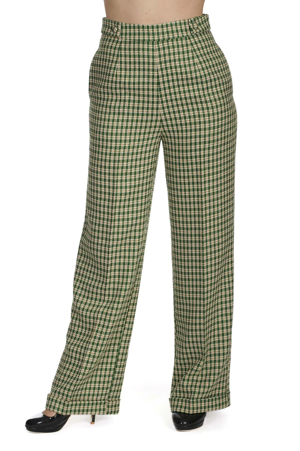 Green Houndstooth Ruby Pants by Banned Green Houndstooth Ruby Pants By Banned -MODERN MILLIE Shop 1706032986TR31249GRNBL14200GREEN3047 1