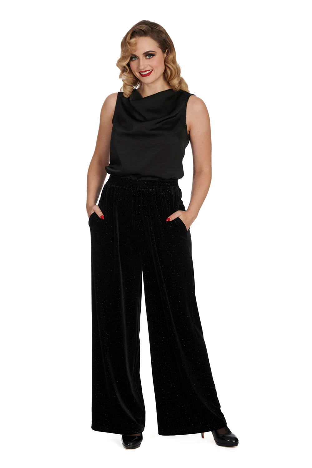 Jersey Glitter Black Velvet Pants by Banned Jersey Glitter Black Velvet Pants By Banned -MODERN MILLIE Shop 1706033058TR31252TP10639BLK3401