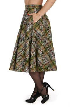 Green Sophia Check Circle Skirt By Banned -MODERN MILLIE Shop 1706046531SK25632GREENCA21204BLK2796