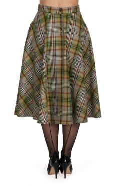 Green Sophia Check Circle Skirt By Banned -MODERN MILLIE Shop 1706046531SK25632GREENCA21204BLK2797