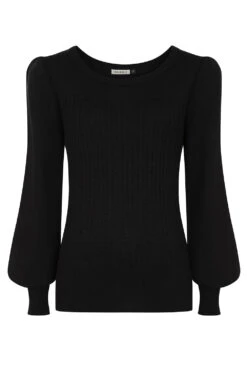 Una Puff Sleeve Sweater In Black By Banned -MODERN MILLIE Shop 1706720825TP57194 Black 1