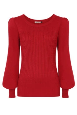 Una Puff Sleeve Sweater In Red By Banned -MODERN MILLIE Shop 1706720856TP57194 Burgundy 1