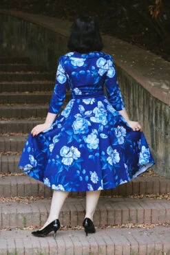 Blue Floral Dafney Swing Dress By Hearts & Roses London -MODERN MILLIE Shop 17205202057552BACKLOWRES 1