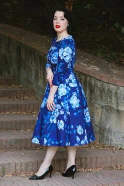 Blue Floral Dafney Swing Dress By Hearts & Roses London -MODERN MILLIE Shop 1720520205755SIDELOWRES 1