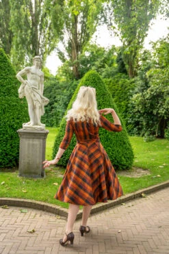 Autumn Rust Plaid Caitlin Dress By Hearts & Roses London -MODERN MILLIE Shop 1720520735761B3LOWRES 1