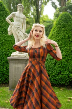Autumn Rust Plaid Caitlin Dress By Hearts & Roses London -MODERN MILLIE Shop 1720520735761F1LOWRES 1