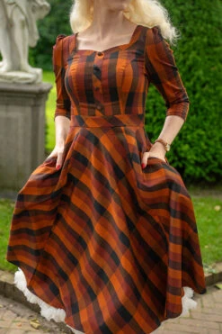 Autumn Rust Plaid Caitlin Dress By Hearts & Roses London -MODERN MILLIE Shop 1720520735761F4LOWRES 1