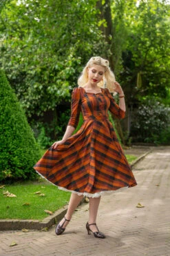Autumn Rust Plaid Caitlin Dress By Hearts & Roses London -MODERN MILLIE Shop 1720520735761F5LOWRES 1