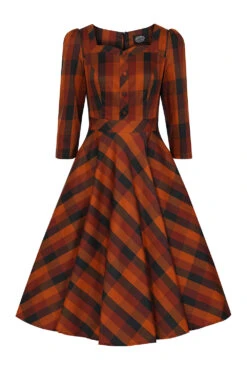 Autumn Rust Plaid Caitlin Dress By Hearts & Roses London -MODERN MILLIE Shop 1722592567761 1