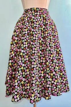Magenta And Green Daisy Print Full Skirt By Tulip B.