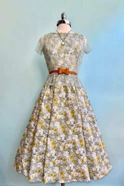 Mustard Floral Midi Dress By Retrolicious -MODERN MILLIE Shop 1E1D1C9A C428 495B 884B D403339C9412