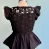 Black Crochet Ruffle Sleeve Top -MODERN MILLIE Shop 1E3CA0E5 9C0F 48BF B5BD 56D0BF259FC0