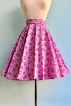 Helio Ditsy Floral Lavender Circle Skirt By Heart Of Haute