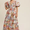 Light Blue And Orange Floral Puff Sleeve Midi Dress -MODERN MILLIE Shop 21175102 50e1d498 da83 4f80 bd76 821f94d3db76