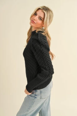 Black Mock Neck Puff Sleeve Sweater -MODERN MILLIE Shop 21331277 f2f9db86 0310 456c bea0 4492259ab804 1