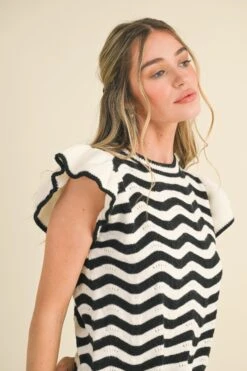 Black And Ivory Wave Ruffle Sleeveless Sweater -MODERN MILLIE Shop 21331319 1 b4cb9d4c e2c8 4618 bc11 0596105dc500