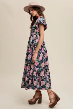 Navy And Pink Puff Sleeve Empire Midi Dress -MODERN MILLIE Shop 21433238 27e2af84 9303 4ef8 abf0 260566063338