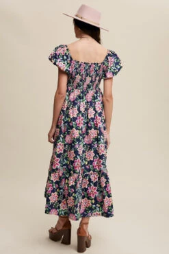 Navy And Pink Puff Sleeve Empire Midi Dress -MODERN MILLIE Shop 21433238 41c46ea2 5635 4872 a5b9 808b4a9ec862