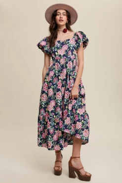 Navy And Pink Puff Sleeve Empire Midi Dress -MODERN MILLIE Shop 21433238 71d779c4 9ca4 497c 8bdf 1619ba86e5f5