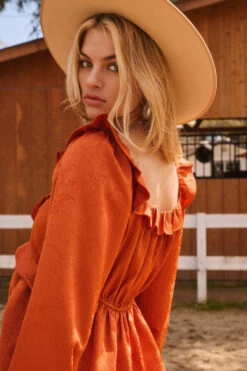 Final Sale Rust Jacquard Billowy Sleeve Top -MODERN MILLIE Shop 21506401 ba271cd5 5455 4bd0 abea 1e291e15c7d8