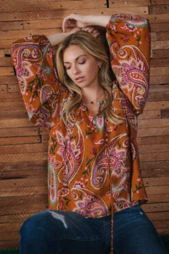 Toffee Paisley Print Long Sleeve Top -MODERN MILLIE Shop 21584929 a2765ad0 6558 4f76 a3ac 90c1e3033fb6