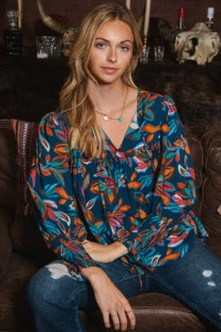 Indigo Leaf Print Long Sleeve Top 8 Indigo Leaf Print Long Sleeve Top -MODERN MILLIE Shop 21593170 af3897d8 3eef 4481 aff0 b54dff97530e