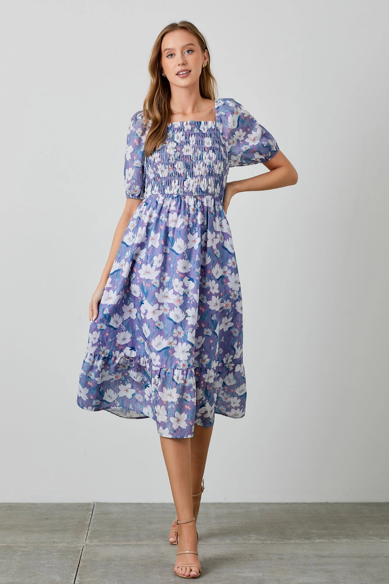 Lavender Floral Bubble Sleeve Midi Dress Lavender Floral Bubble Sleeve Midi Dress -MODERN MILLIE Shop 21644914 3749e2de 3609 42e2 8da3 e5b409cecc6c