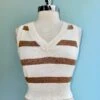 Dark Almond And Ivory Striped Cropped Sweater Vest -MODERN MILLIE Shop 216D380E 82A4 41FE B25A BA32DD518960