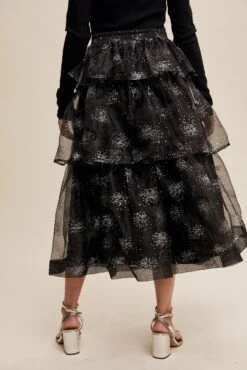 Black Sparkle Organza Tiered Midi Skirt -MODERN MILLIE Shop 21810279 cf742453 4861 41fb a94b 6076b29144ac