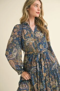 Paisley Print Midi Dress In Navy -MODERN MILLIE Shop 21883836 88af1c16 e821 40c6 8959 d58dbb177f29