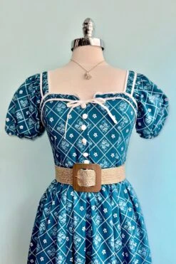 French Country Puff Sleeve Dress In Blue -MODERN MILLIE Shop 21ECB8E5 1510 4F8E A163 F3627B18DAD4