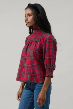 Red Plaid Smocked Verity Top -MODERN MILLIE Shop 22129418 38271402 26a0 4a33 b001 1c69abfd6336