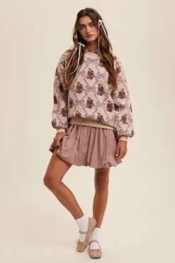 Bow And Flower Pattern Oversized Knit Sweater -MODERN MILLIE Shop 22156018 50302b2e 1661 454d ad48 6d204af9669b