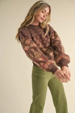 Final Sale Brown Pearl Embellished Puff Sleeve Sweater 4 Final Sale Brown Pearl Embellished Puff Sleeve Sweater -MODERN MILLIE Shop 22267457 242b9bee 911f 4096 ae3c 2eeef10e9e04